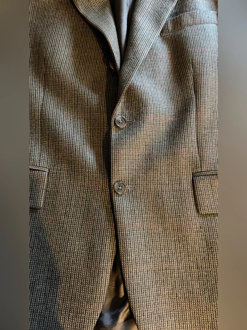 Lauren Ralph Lauren Men's Brown/Green/Burgundy Houndstooth Wool Sportcoat 43R